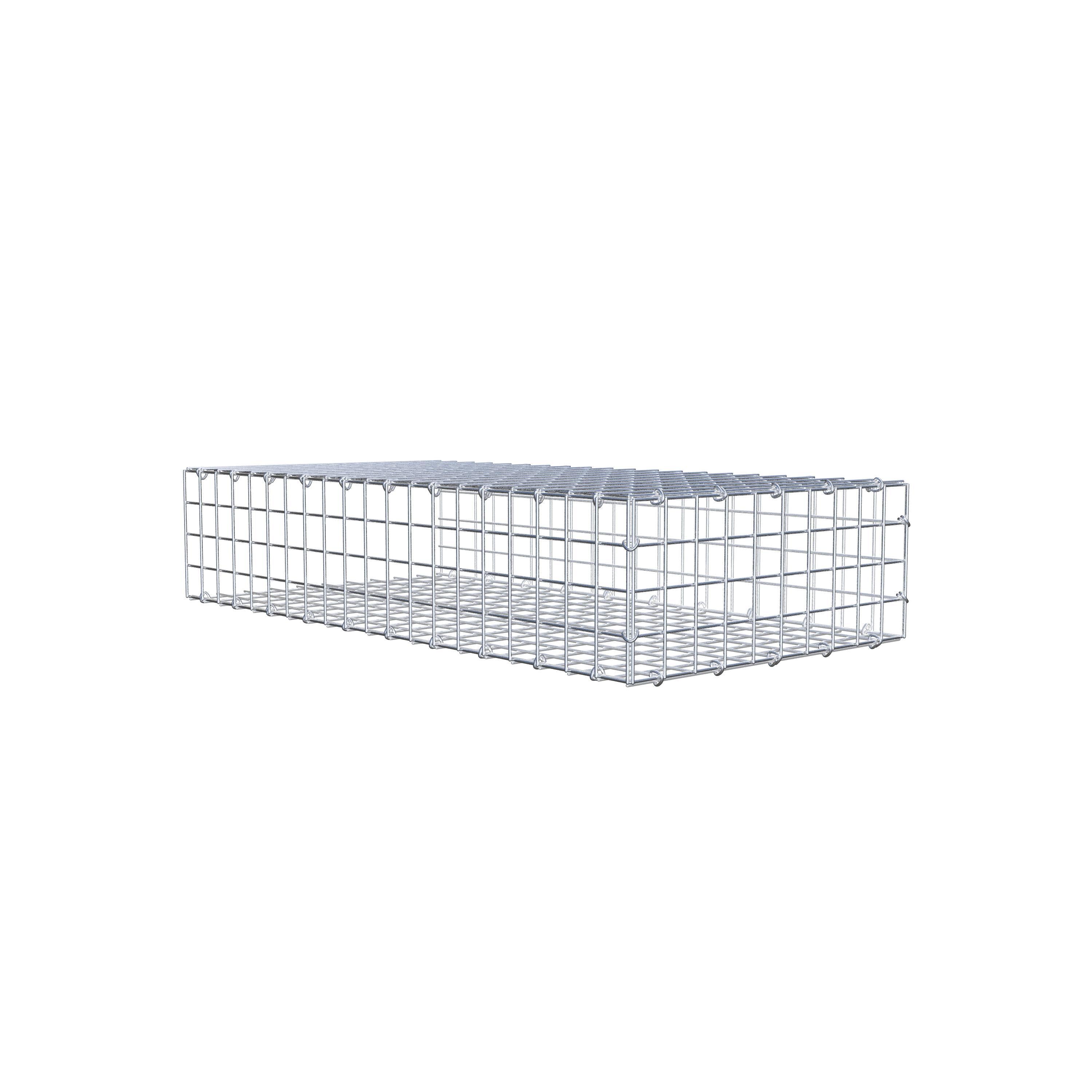Type 2 oplegkorf 100 cm x 20 cm x 50 cm (L x H x D), maaswijdte 5 cm x 5 cm, C-ring
