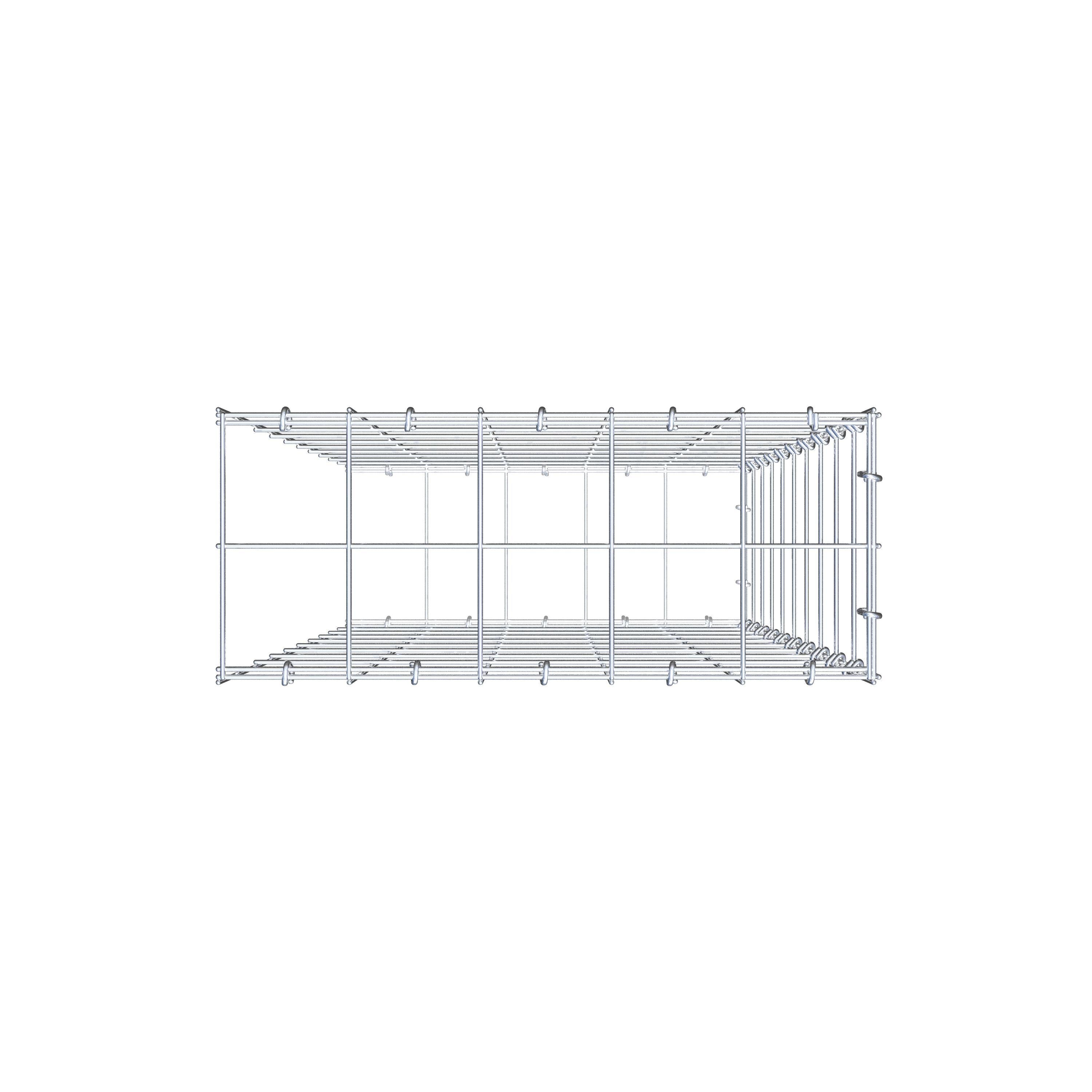 Typ 2 påbyggnadsgabion 100 cm x 50 cm x 20 cm (L x H x D), maskstorlek 10 cm x 10 cm, C-ring