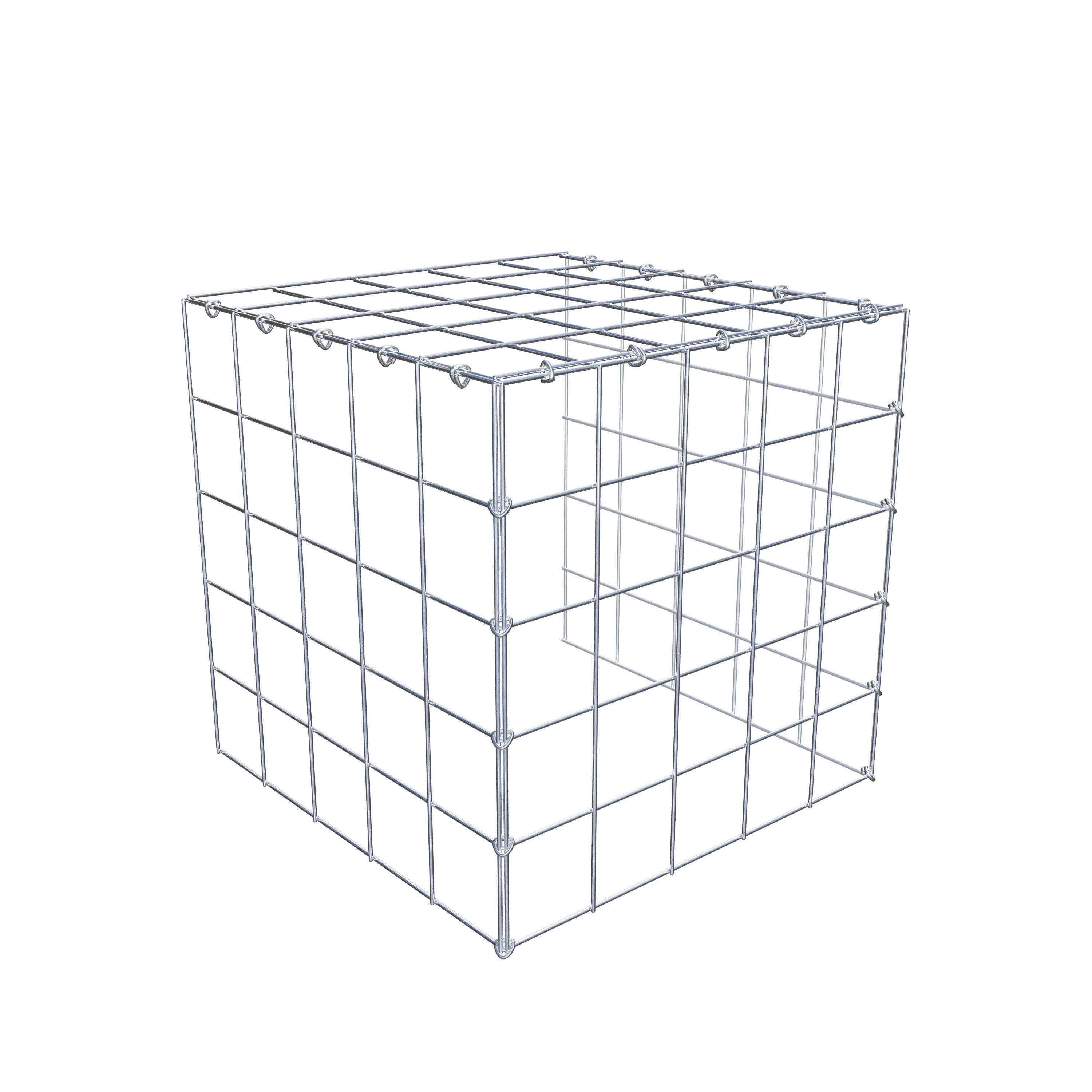 Opbouw schanskorf type 4 50 cm x 50 cm x 50 cm (L x H x D), maaswijdte 10 cm x 10 cm, C-ring