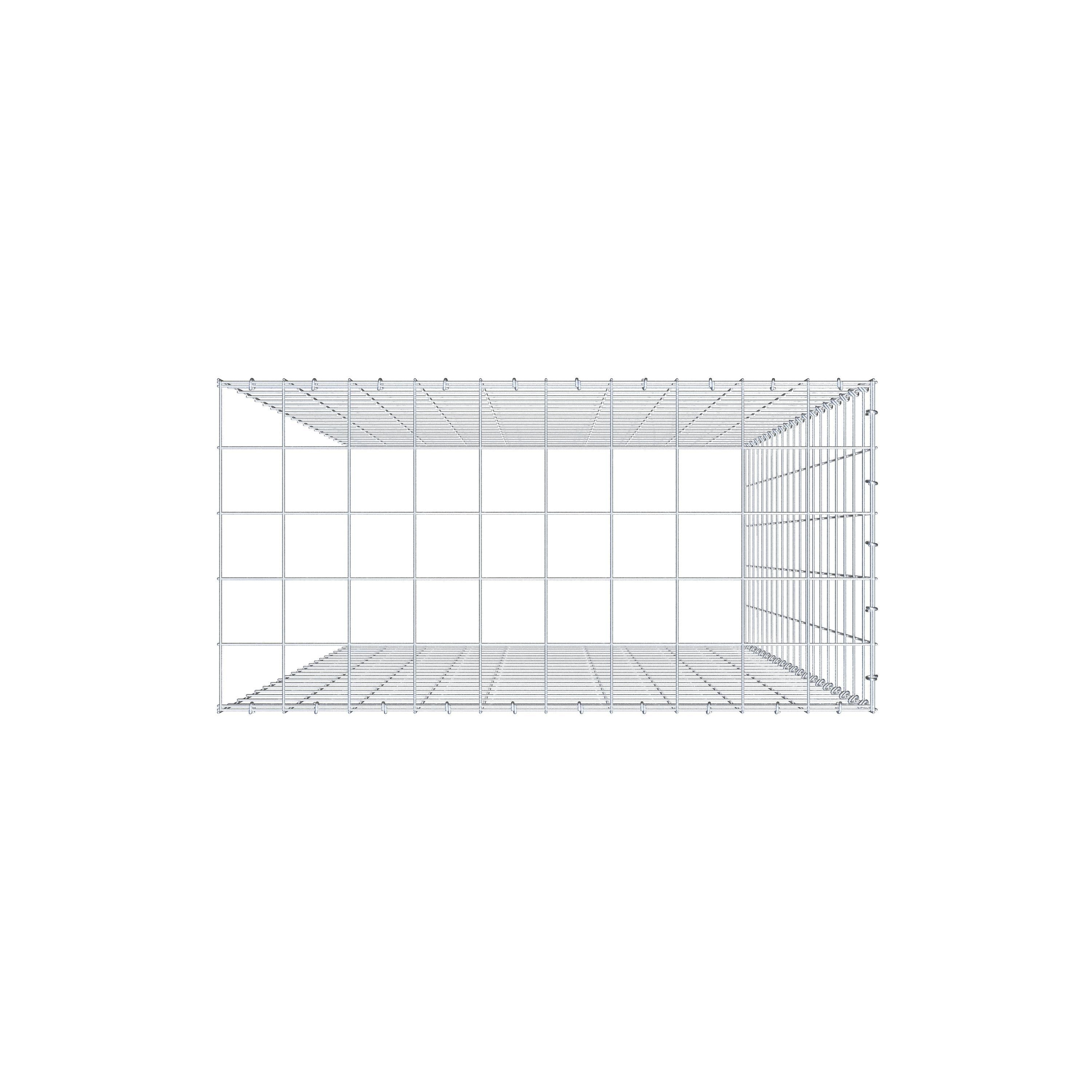 Extra gabion typ 4 200 cm x 100 cm x 50 cm (L x H x D), maskstorlek 10 cm x 10 cm, C-ring