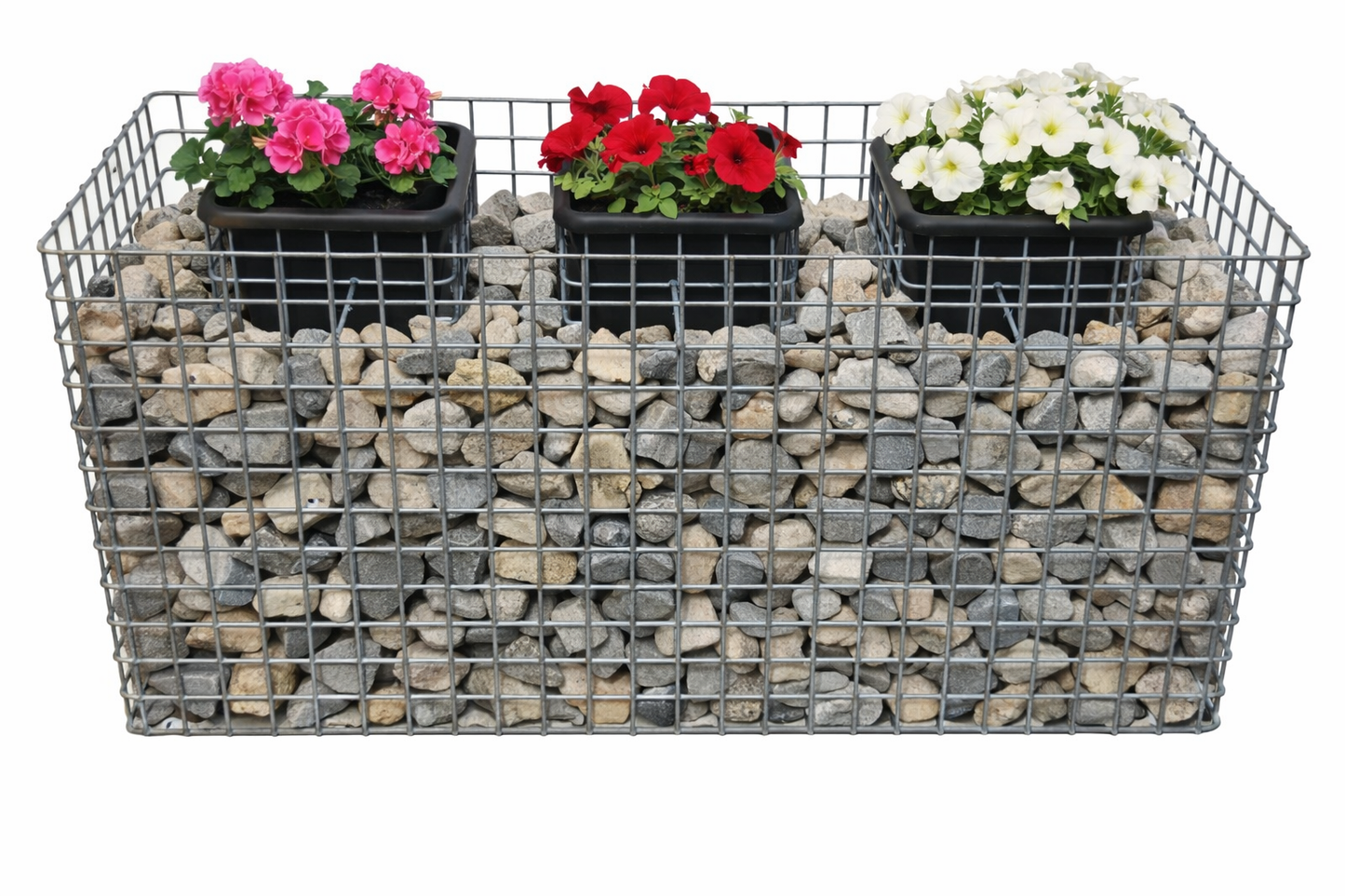 Bloemenzuil 3, hoogte 62 cm basis 127 x 52 cm MW 5 x 5 cm, thermisch verzinkt incl. pot