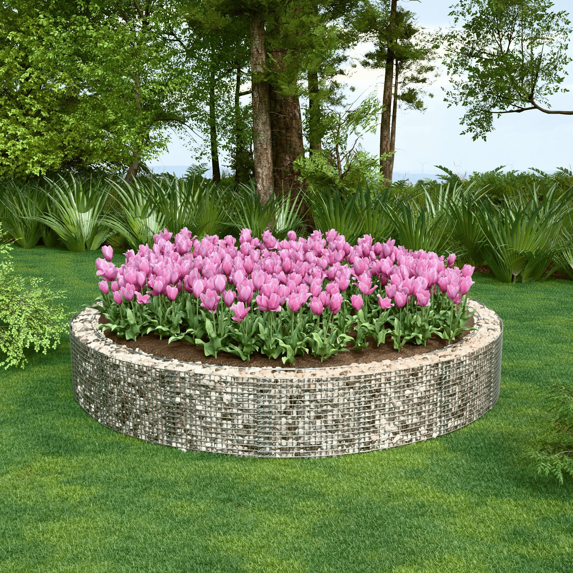 Raised bed round, outer diameter 292 cm, height 50 cm, mesh size 5 x 5 cm, wall thickness 15 cm
