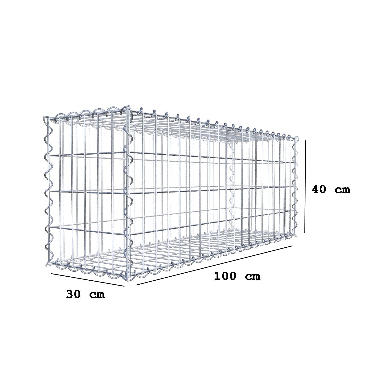 Set of 2 gabions 100 cm x 40 cm x 30 cm (L x H x D), mesh size 5 x 10 cm, spiral