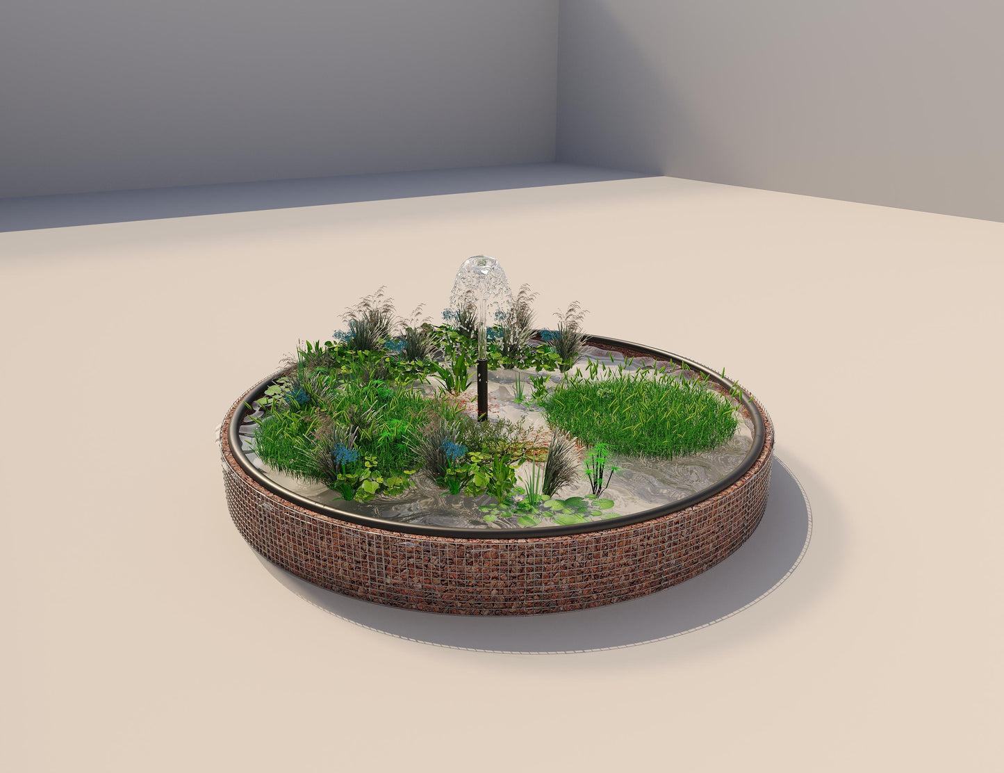 Gabion raised pond round, outer diameter 472 cm, height 50 cm, mesh size 5 x 5 cm, wall thickness 15 cm