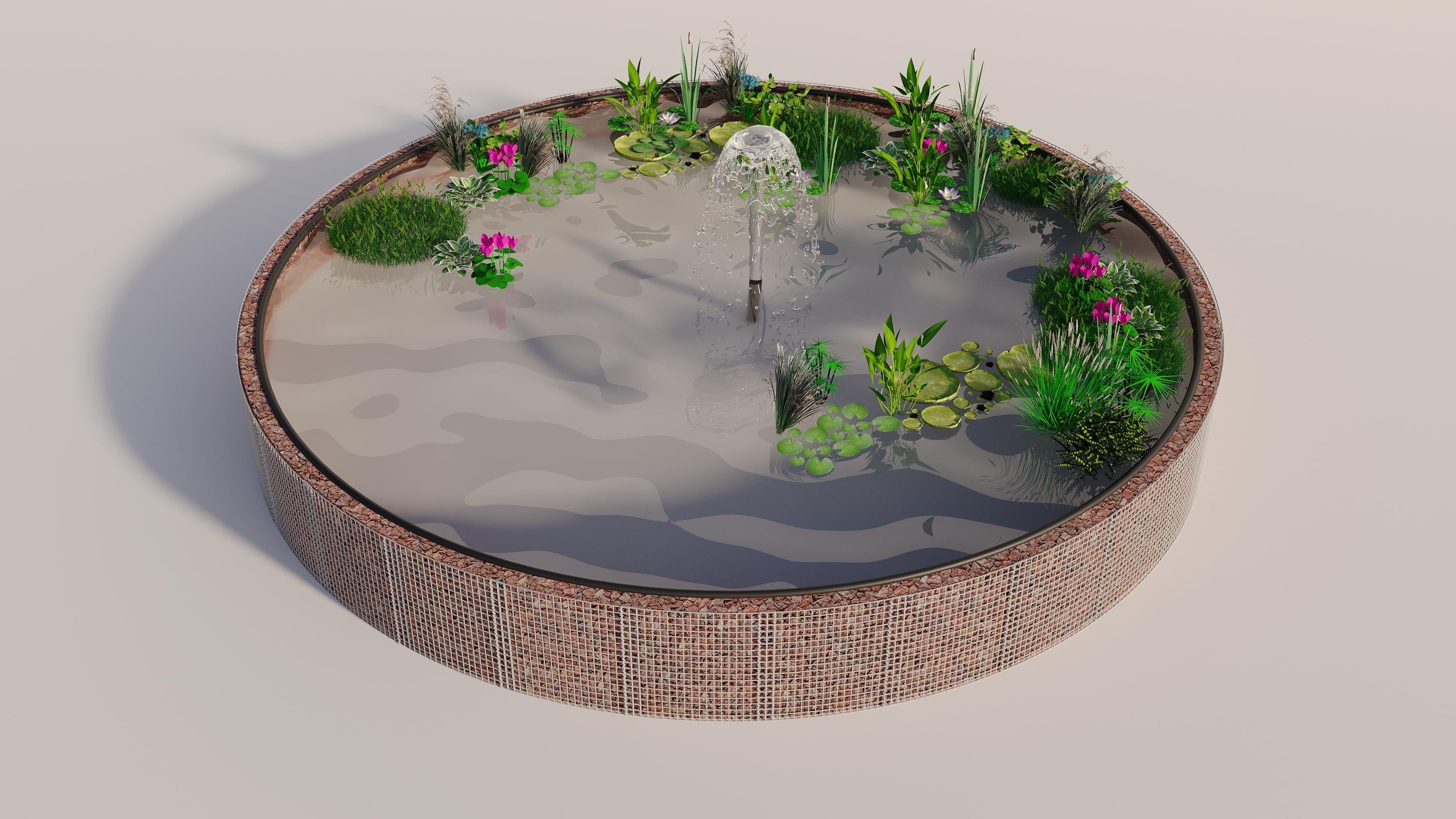 Gabion raised pond, round, outer diameter 322 cm, height 80 cm, mesh size 5 x 5 cm, wall thickness 15 cm