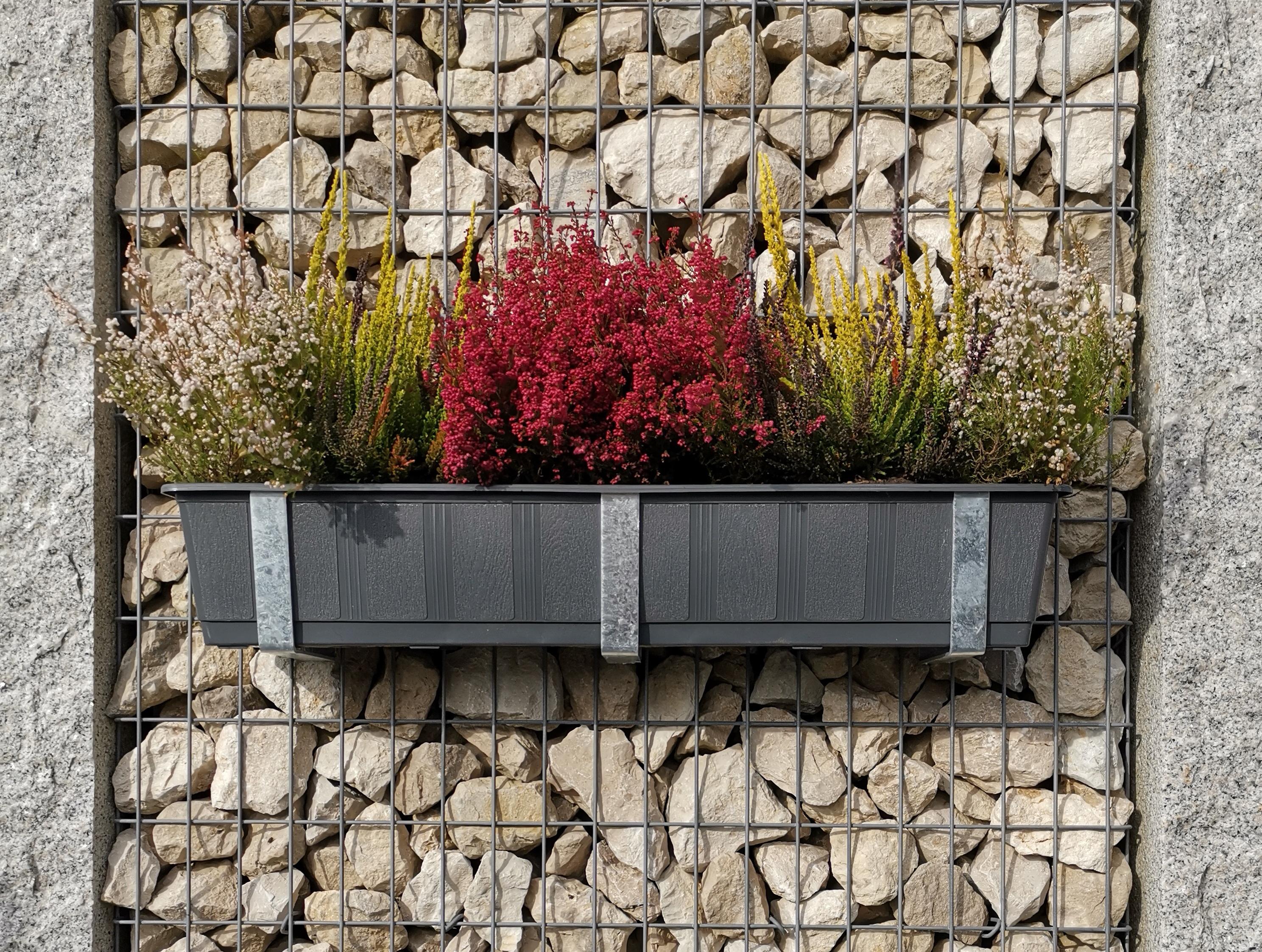 Blumenkastenhalter verzinkt im 3er Set inklusive Blumentopf, für Gabio –  GABIONA
