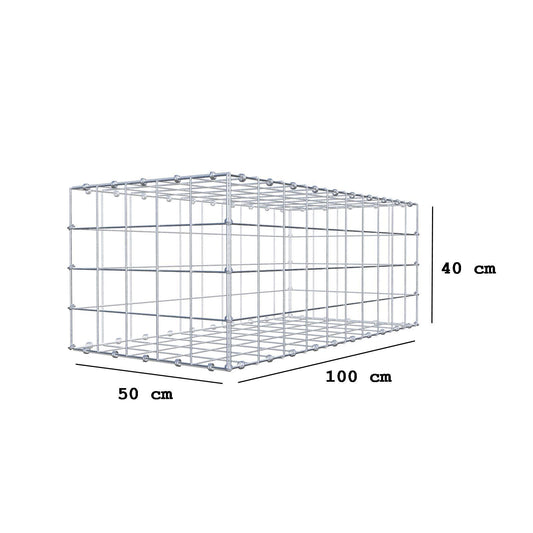 Gabione 100 cm x 40 cm x 50 cm (L x H x T), Maschenweite 10 x 10 cm, Spiralring