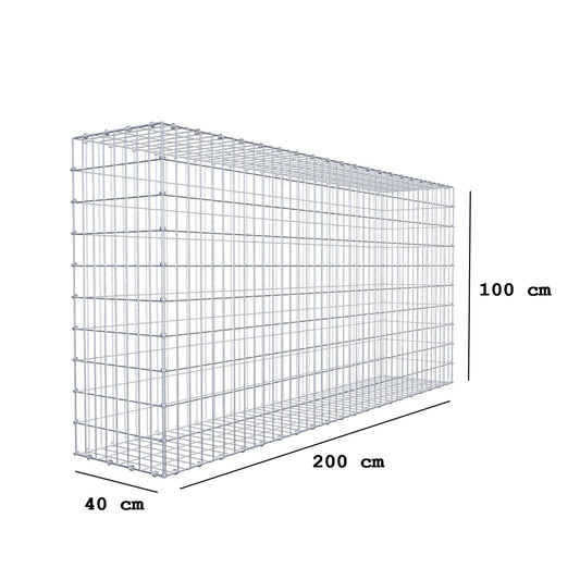 Gabion 200 cm x 100 cm x 40 cm (L x H x D), mesh size 5 x 10 cm, spiral ring