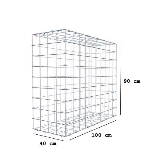 Gabion 100 cm x 90 cm x 40 cm (L x H x D), maskstorlek 10 x 10 cm, spiralring
