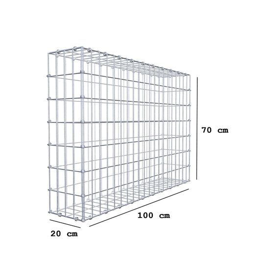 Gabion 100 cm x 70 cm x 20 cm (L x H x D), maskstorlek 5 x 10 cm, spiralring