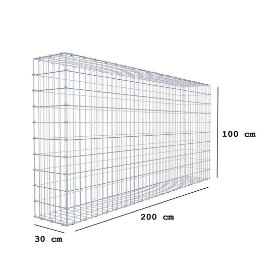 Gabion 200 cm x 100 cm x 30 cm (L x H x D), mesh size 5 x 10 cm, spiral ring