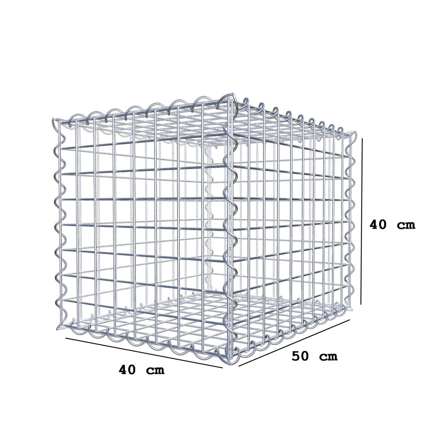 Gabione 50 cm x 40 cm x 40 cm (L x H x T), Maschenweite 5 cm x 5 cm, Spirale