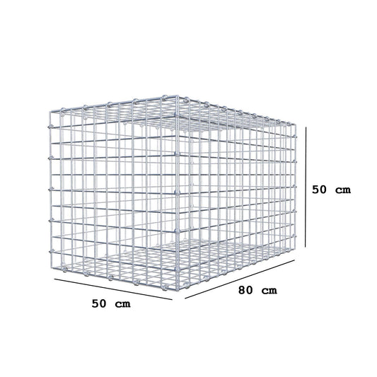 Gabbione 80 cm x 50 cm x 50 cm (L x H x P), maglia 5 x 5 cm, anello a spirale