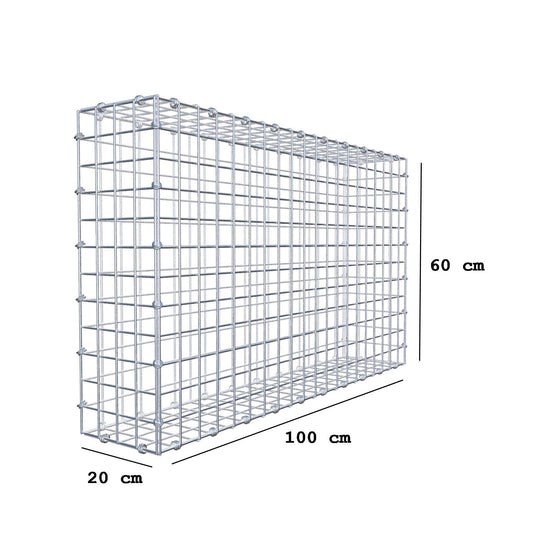 Gabione 100 cm x 60 cm x 20 cm (L x H x T), Maschenweite 5 x 5 cm, Spiralring