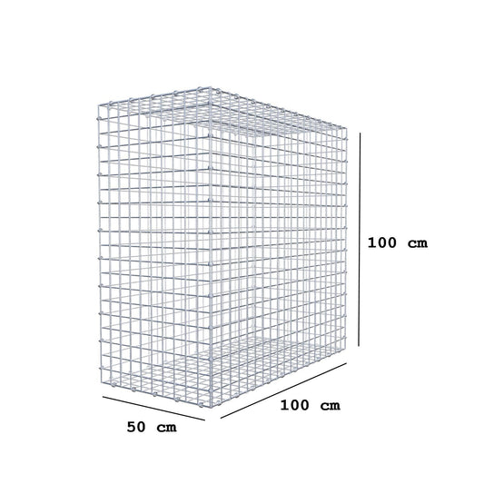 Gabione 100 cm x 100 cm x 50 cm (L x H x T), Maschenweite 5 x 5 cm, Spiralring