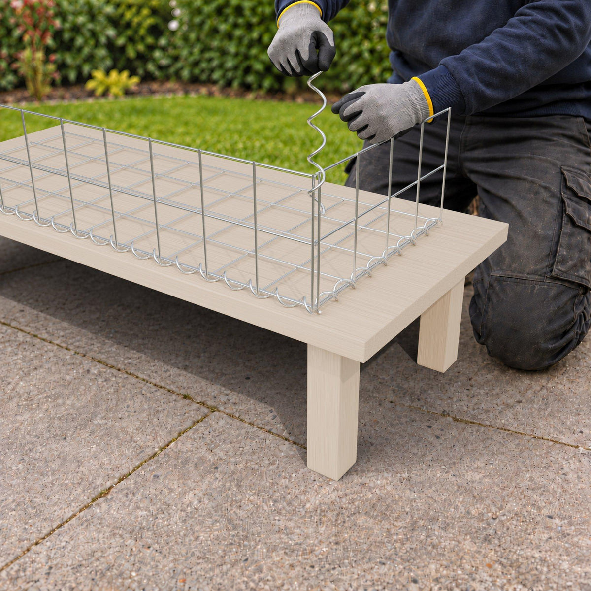 Gabion 100 cm x 20 cm x 40 cm (L x H x D), maskstorlek 10 cm x 10 cm, spiral