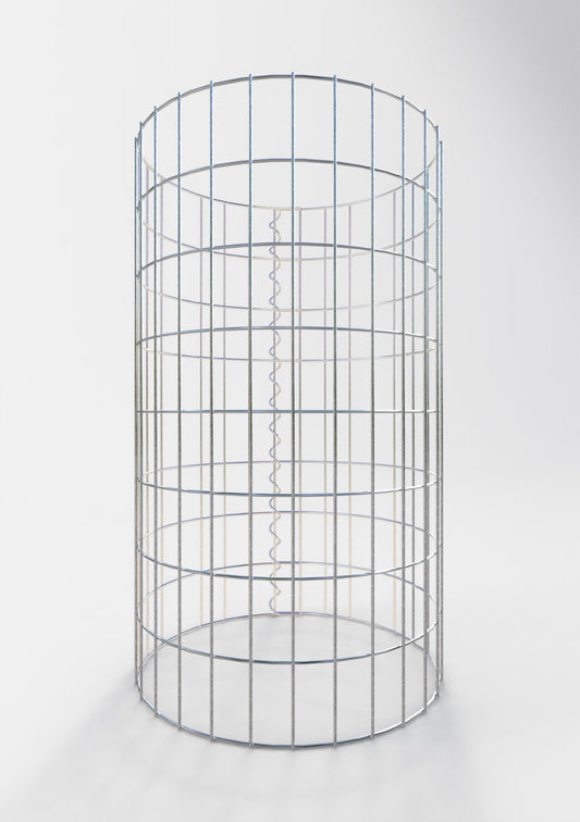 Gabion column around 47 cm diameter, 80 cm height, mesh size 5 cm x 10 cm