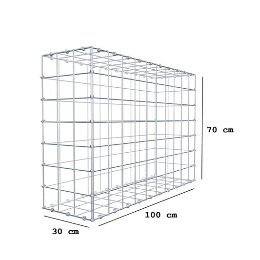 Gabion 100 cm x 70 cm x 30 cm (L x H x D), maskstorlek 10 x 10 cm, spiralring