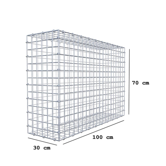 Gabion 100 cm x 70 cm x 30 cm (L x H x D), maskstorlek 5 x 5 cm, spiralring