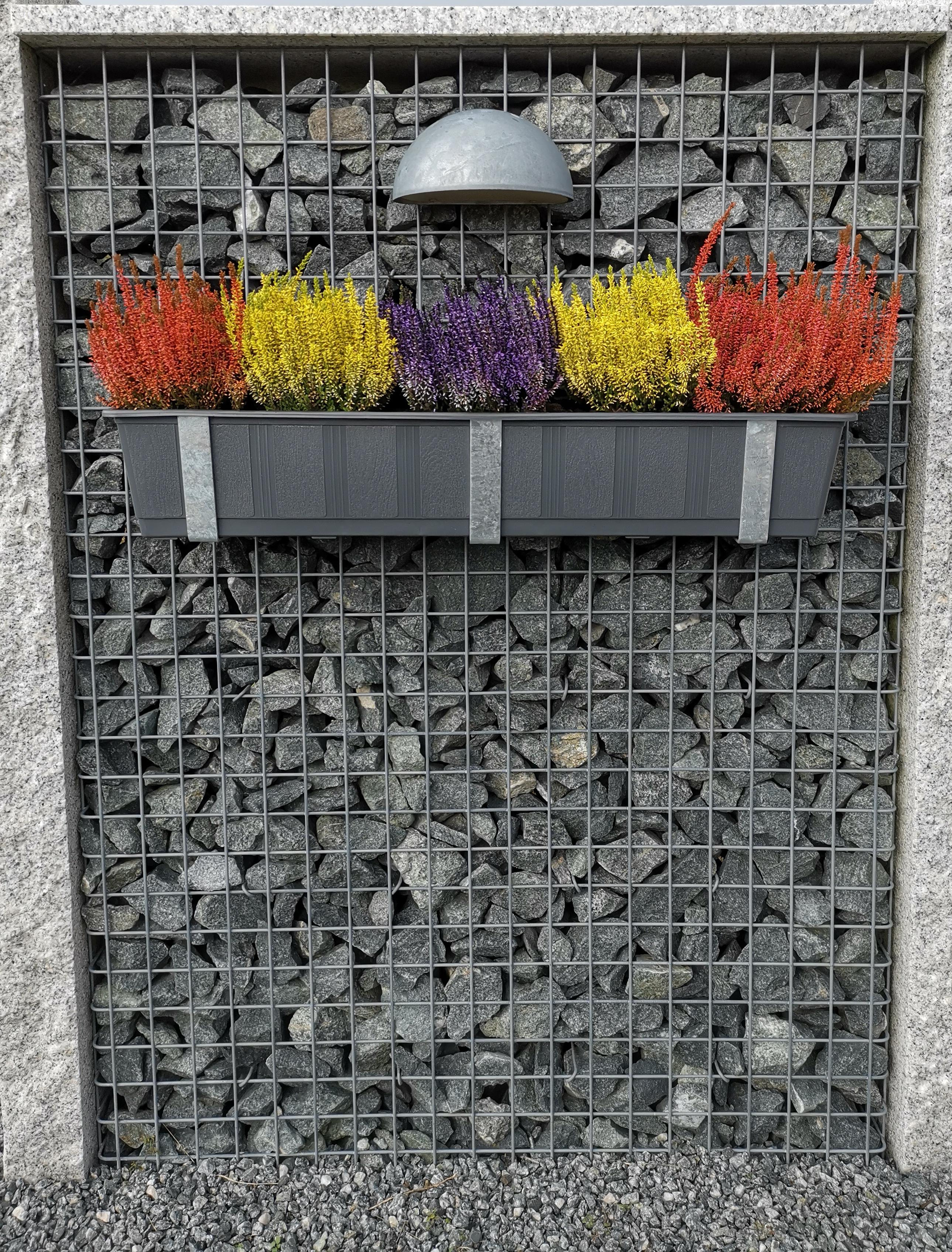 Blumenkastenhalter verzinkt im 3er Set inklusive Blumentopf, für Gabio –  GABIONA
