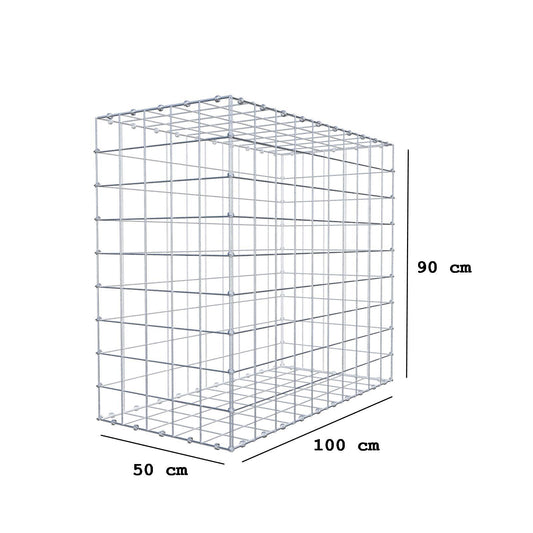 Gabion 100 cm x 90 cm x 50 cm (L x H x D), mesh size 10 x 10 cm, spiral ring