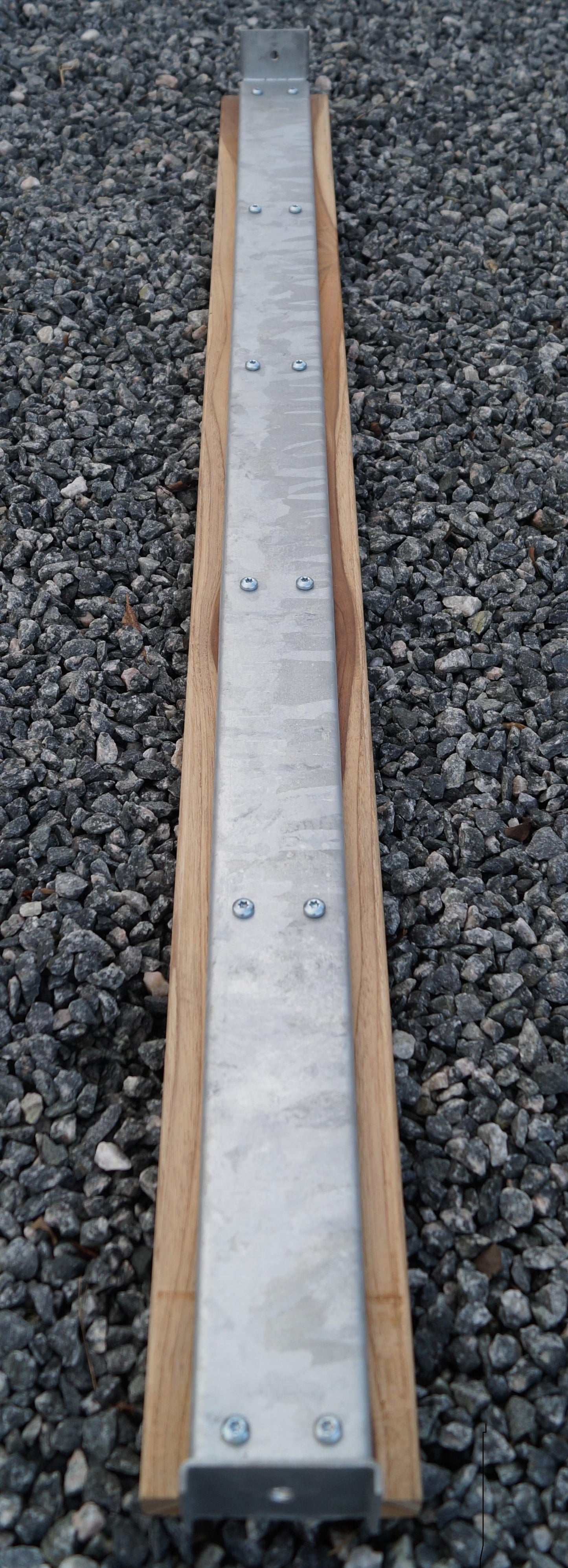 Schanskorfbank met 3 bloemzuilen - teak, 205 cm lang x 60 cm hoog x 37 cm diep, thermisch verzinkt, MW 5 x 5 cm