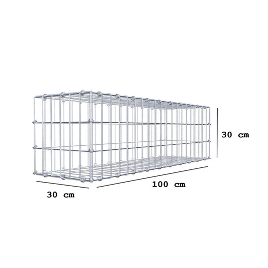 Gabion 100 cm x 30 cm x 30 cm (L x H x D), maskestørrelse 5 x 10 cm, spiralring
