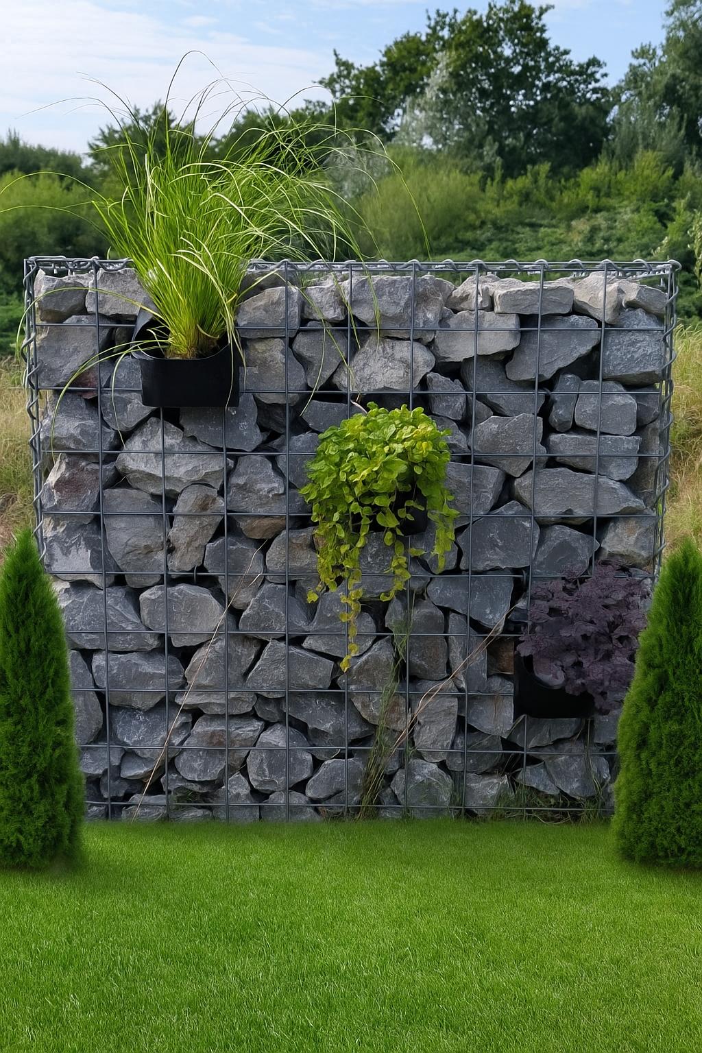 Gabionen-Hängetopf für Blumen und Pflanzen 15 cm x 15 cm x 15 cm (L x H x T)