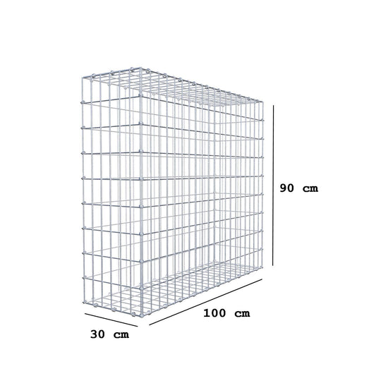 Gabion 100 cm x 90 cm x 30 cm (L x H x D), maskstorlek 5 x 10 cm, spiralring