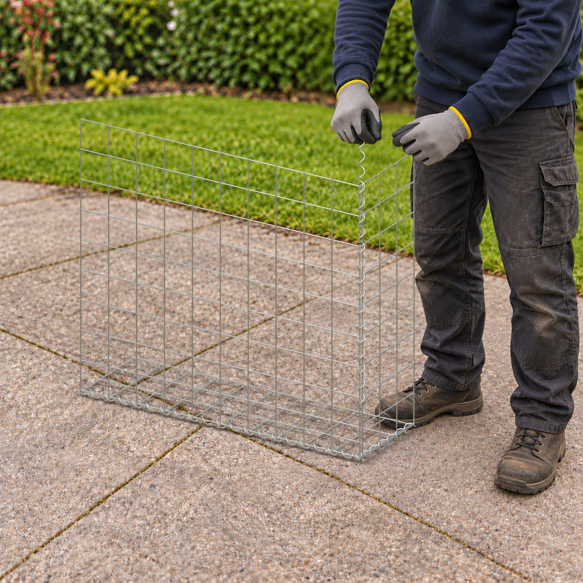Gabion 100 cm x 90 cm x 30 cm (L x H x D), mesh size 10 cm x 10 cm, spiral