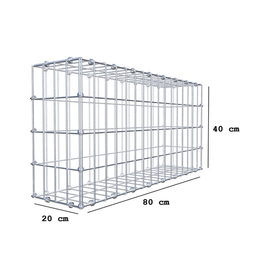 Gabion 80 cm x 40 cm x 20 cm (L x H x D), maskstorlek 5 x 10 cm, spiralring