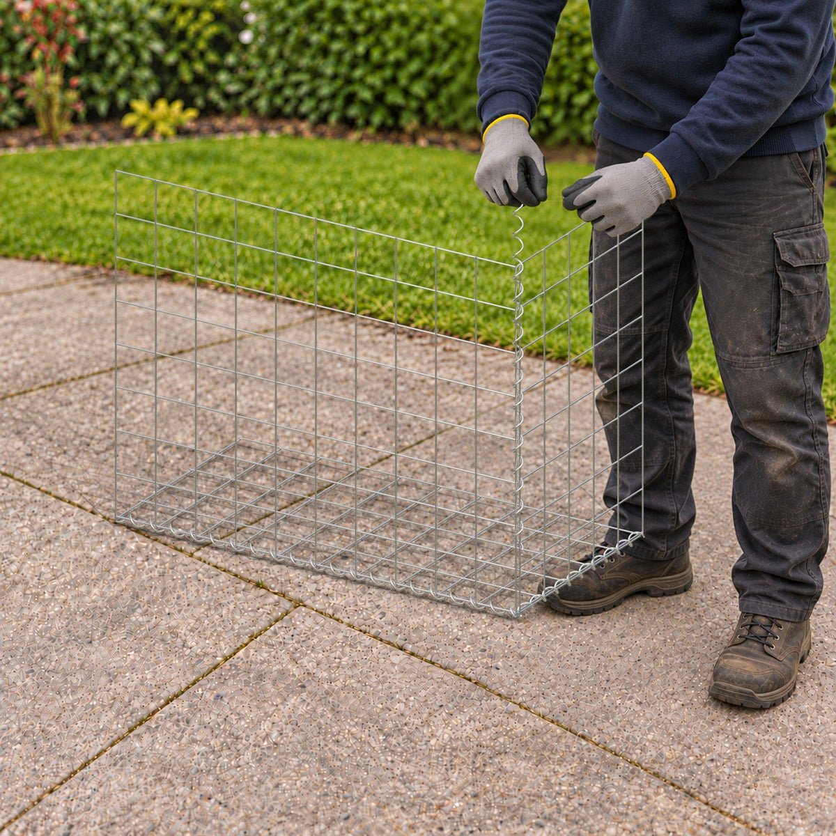 Gabion 100 cm x 80 cm x 50 cm (L x H x D), maskstorlek 10 cm x 10 cm, spiral