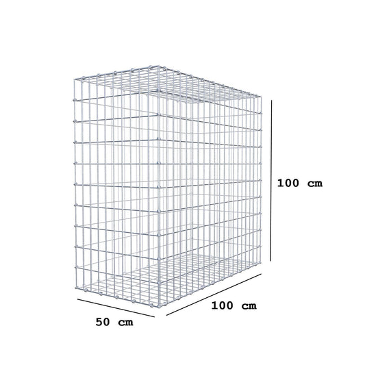 Gabione 100 cm x 100 cm x 50 cm (L x H x T), Maschenweite 5 x 10 cm, Spiralring