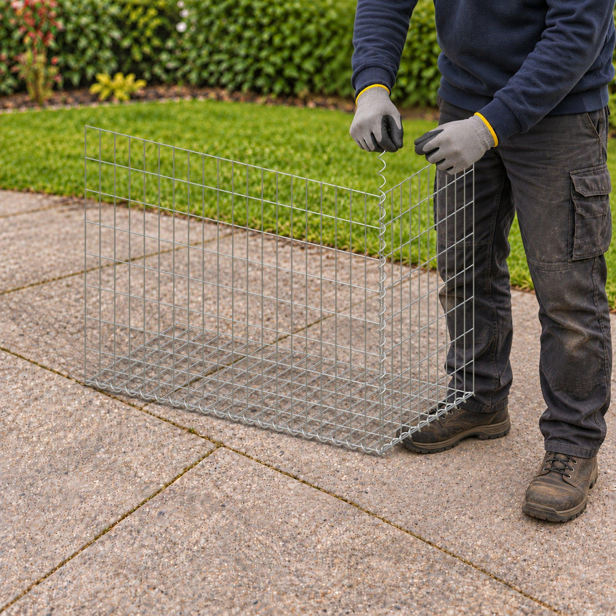 Gabion 100 cm x 80 cm x 50 cm (L x H x D), maskestørrelse 5 cm x 10 cm, spiral