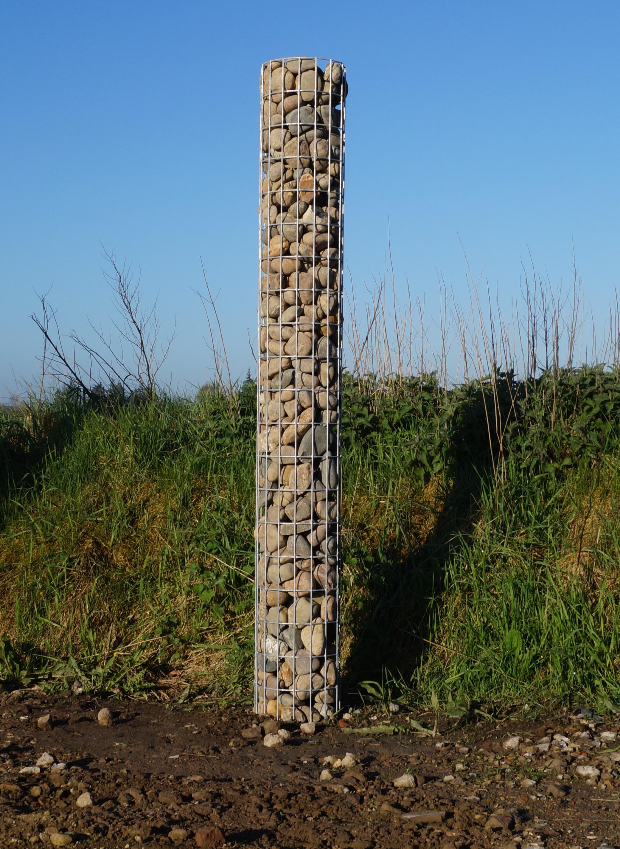 Rund gabionsøjle, varmgalvaniseret, 27 cm diameter, 200 cm højde, MW 5 cm x 10 cm