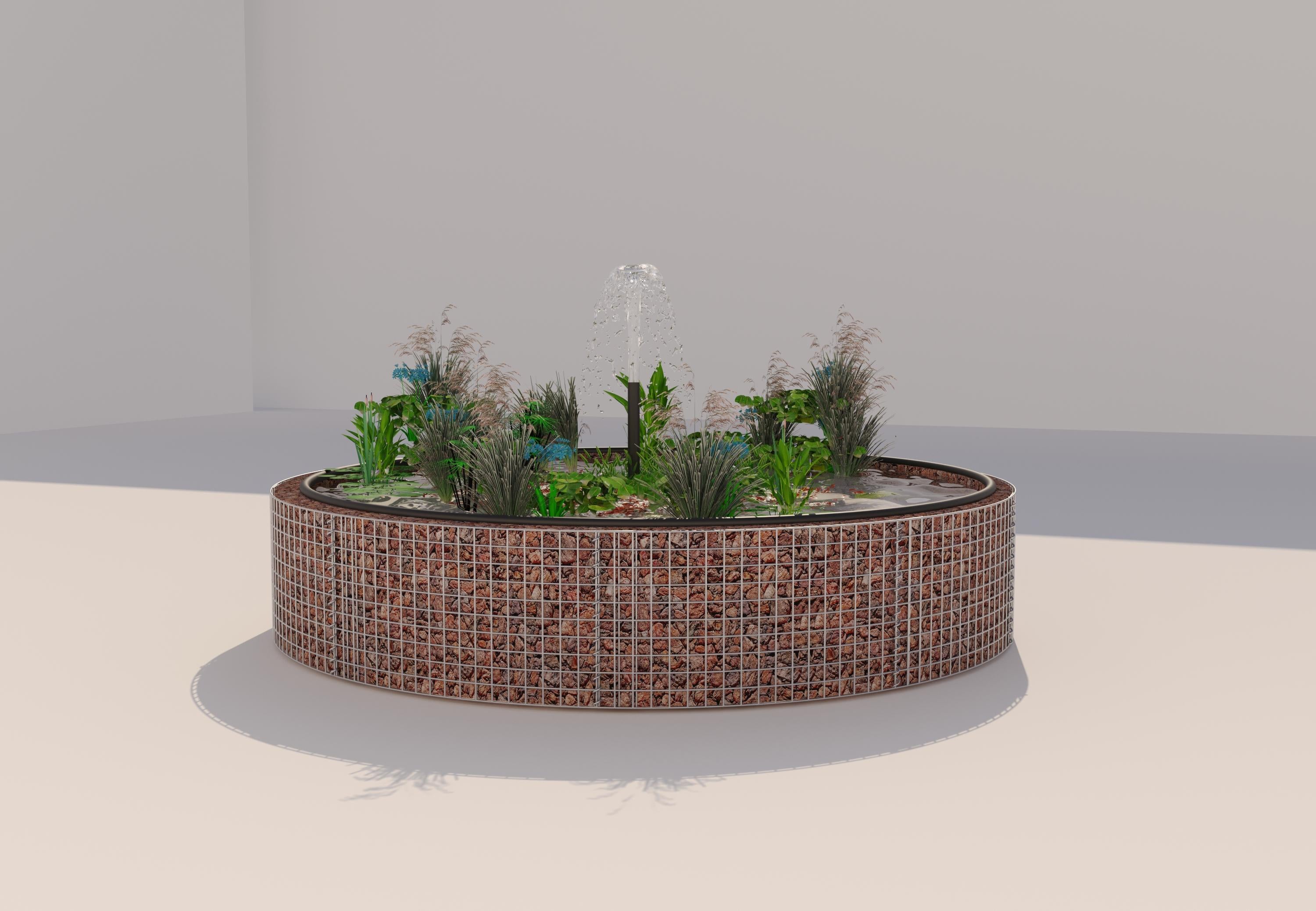 Gabbione per laghetti rialzati rotondo, diametro esterno 262 cm, altezza 50 cm, maglia 5 x 5 cm, spessore parete 15 cm
