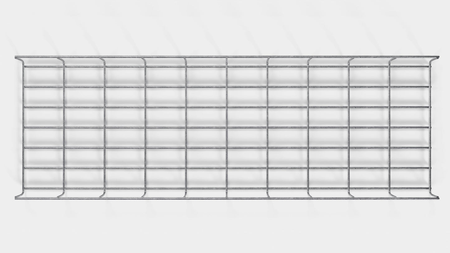 Lunghezza canalina 29 cm, profondità 5 cm, dimensione maglia 5 x 10 cm