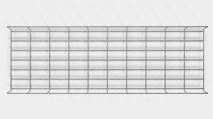 Lunghezza canalina 29 cm, profondità 5 cm, dimensione maglia 5 x 10 cm