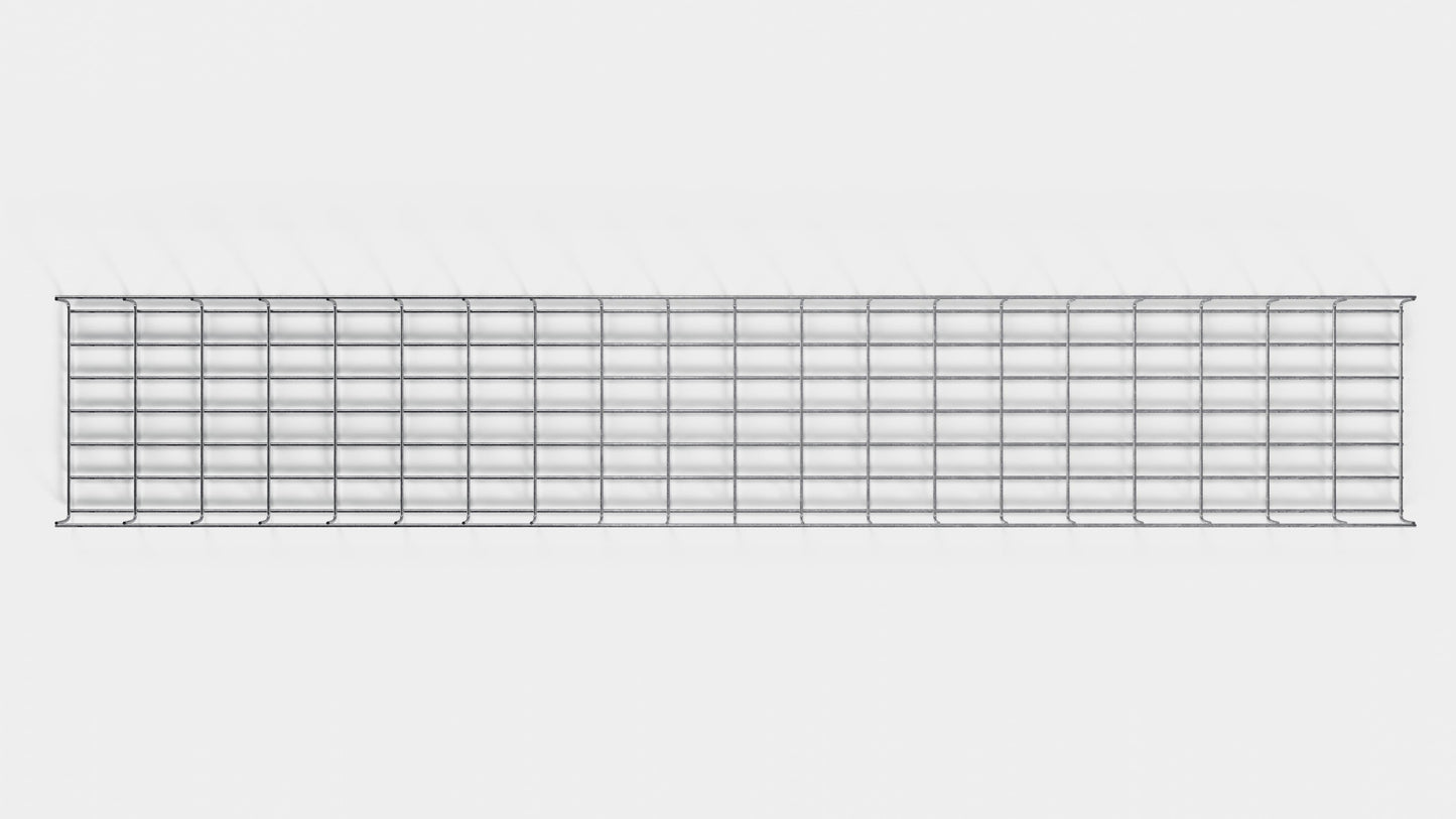 Lunghezza canalina 29 cm, profondità 5 cm, dimensione maglia 5 x 10 cm