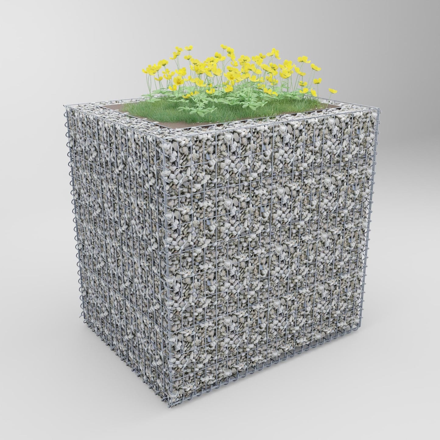 Højbed firkantet 100 cm x 100 cm x 80 cm (L x H x D), maskestørrelse 5 x 10 cm, vægtykkelse 10 cm