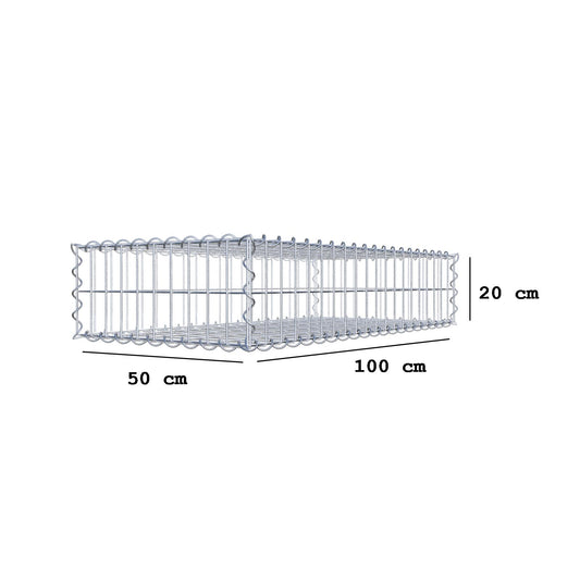 Gavión 100 cm x 20 cm x 50 cm (largo x alto x fondo), malla 5 cm x 10 cm, en espiral