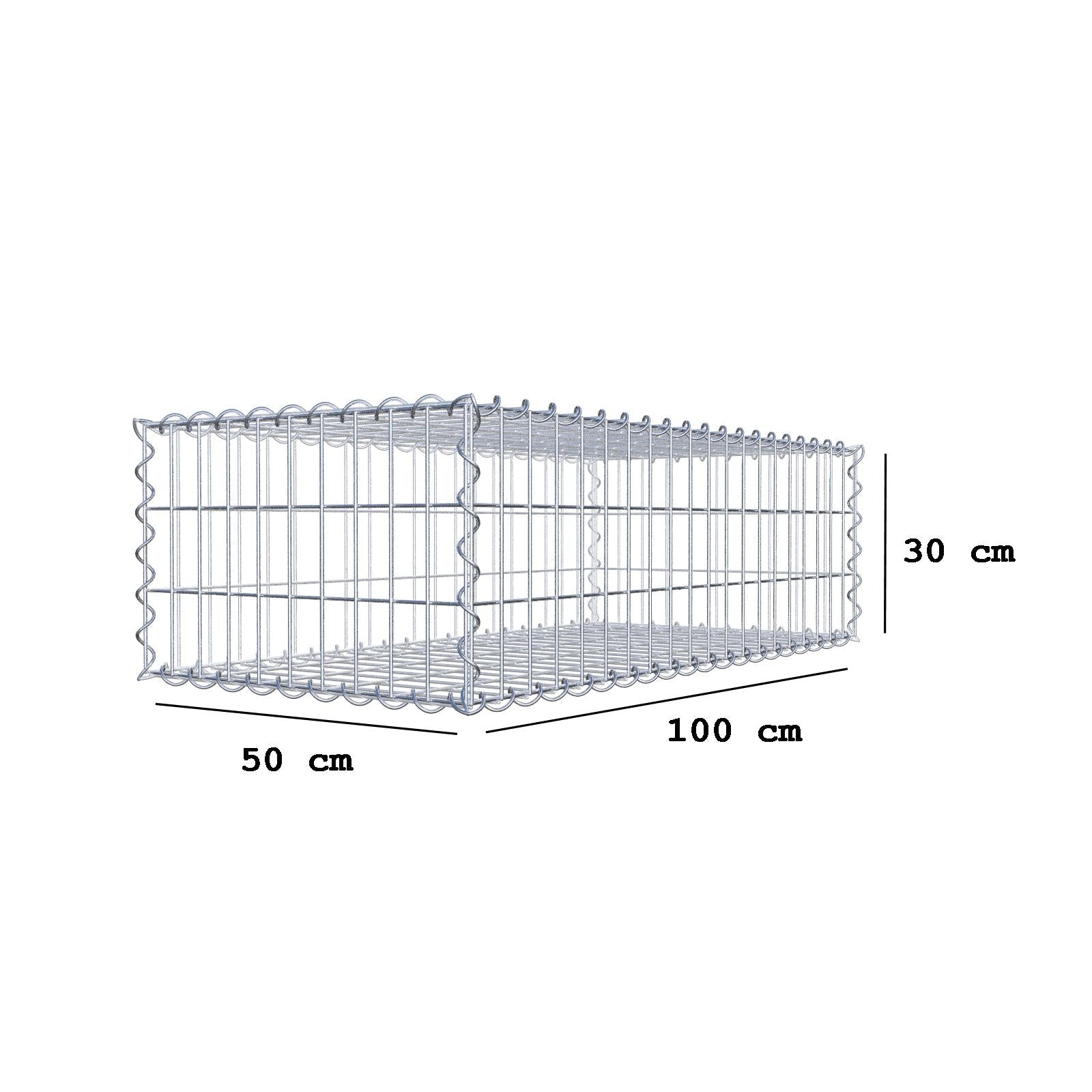 Schanskorf 100 cm x 30 cm x 50 cm (L x H x D), maaswijdte 5 cm x 10 cm, spiraal