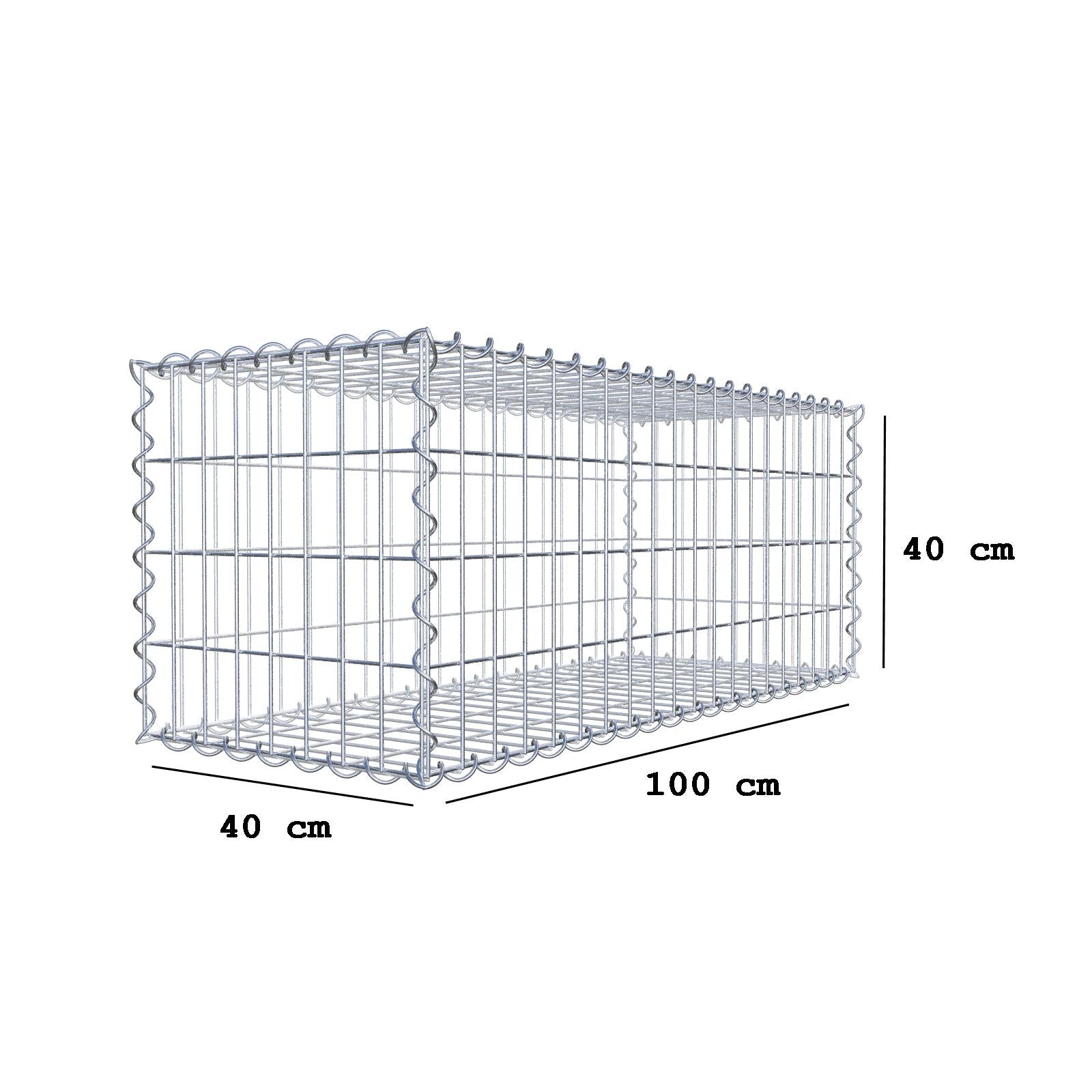 Schanskorf 100 cm x 40 cm x 40 cm (L x H x D), maaswijdte 5 cm x 10 cm, spiraalvormig