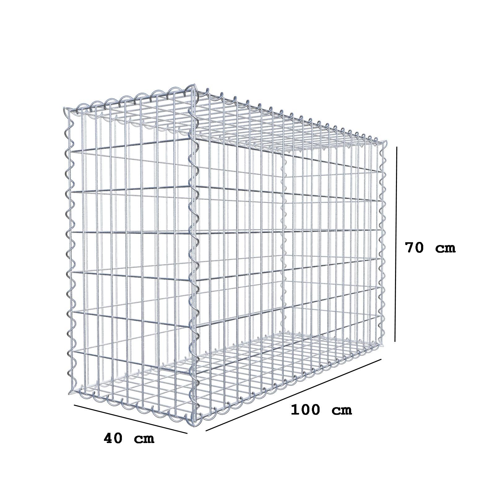 Gabione 100 cm x 70 cm x 40 cm (L x H x T), Maschenweite 5 cm x 10 cm, Spirale