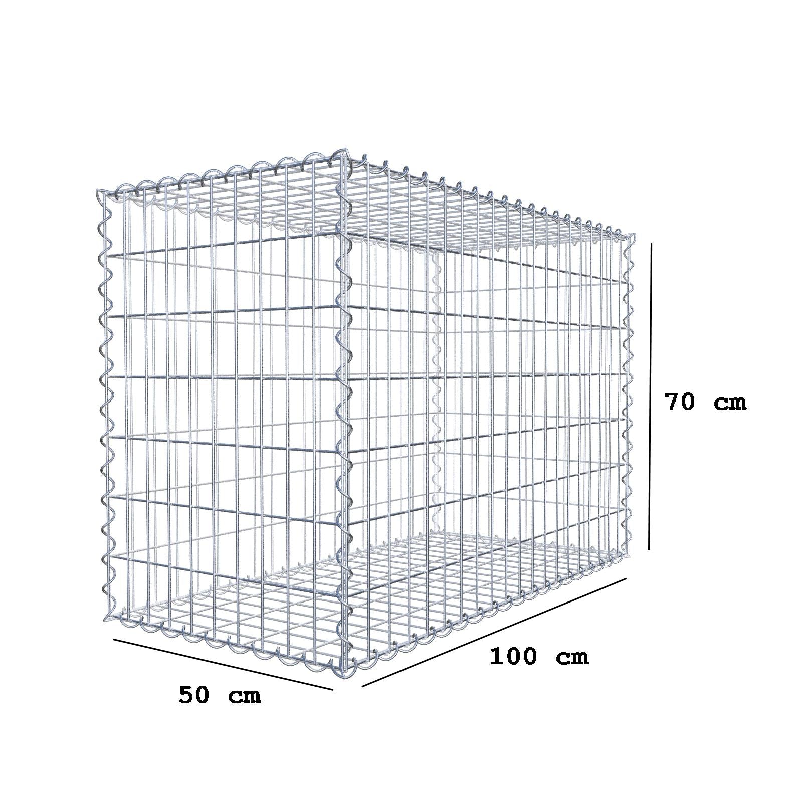 Gabione 100 cm x 70 cm x 50 cm (L x H x T), Maschenweite 5 cm x 10 cm, Spirale