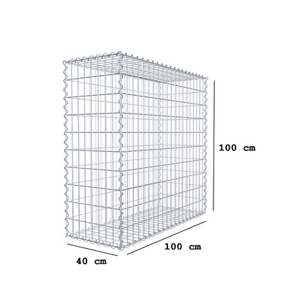 Gabion 100 cm x 100 cm x 40 cm (L x H x D), mesh size 5 cm x 10 cm, spiral