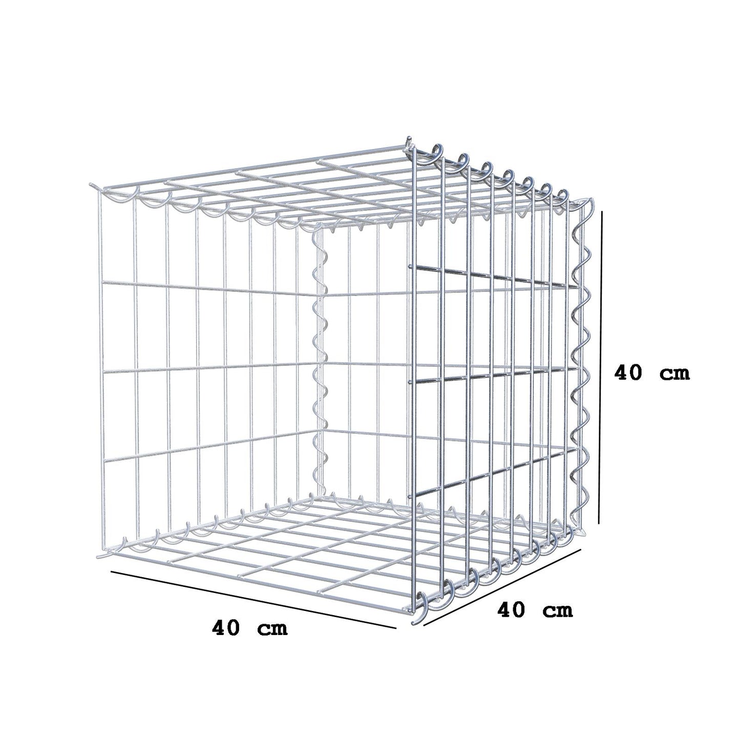 Gavión complementario tipo 2 40 cm x 40 cm x 40 cm (L x A x P), malla 5 cm x 10 cm, espiral