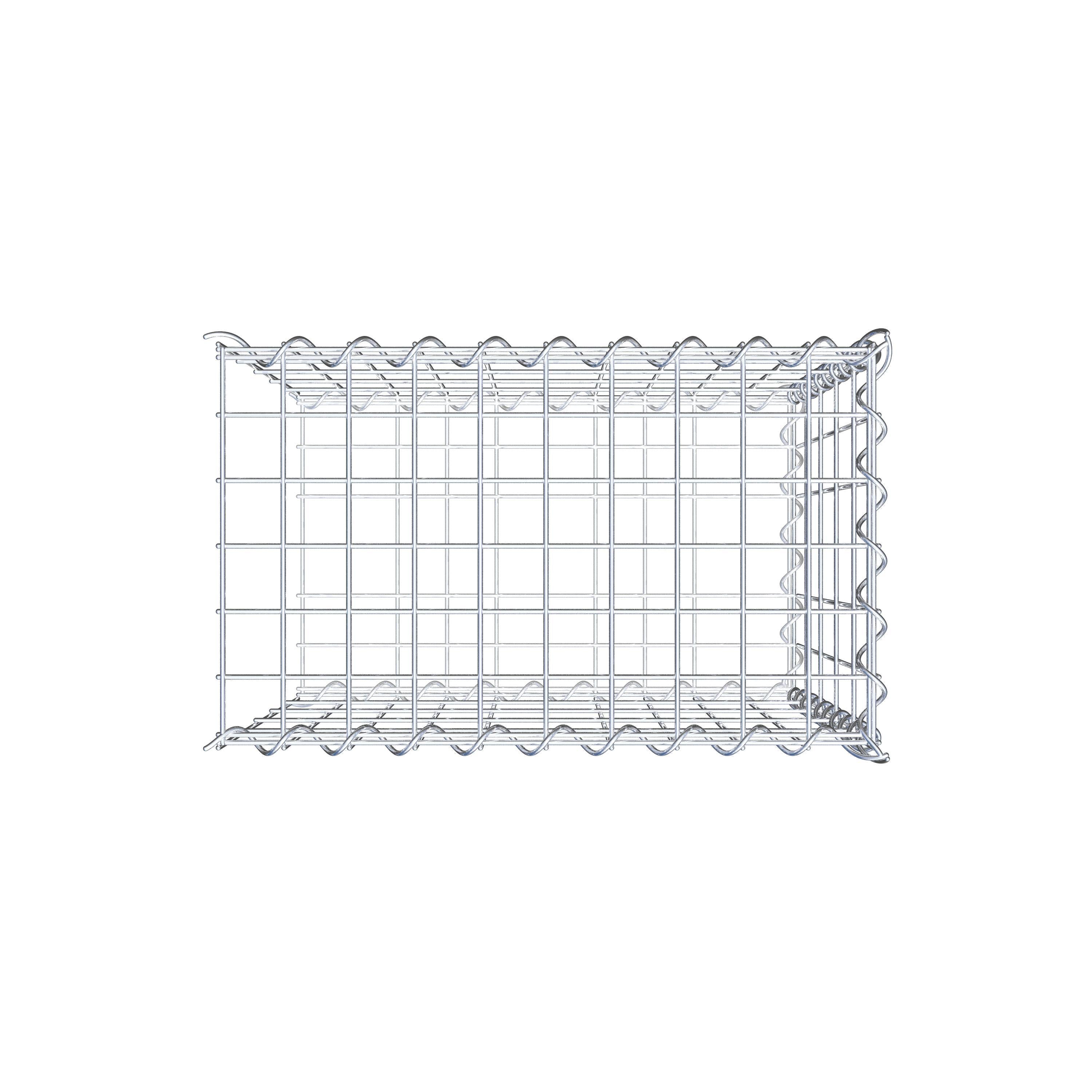 Aangegroeide schanskorf type 2 50 cm x 50 cm x 30 cm (L x H x D), maaswijdte 5 cm x 10 cm, spiraal