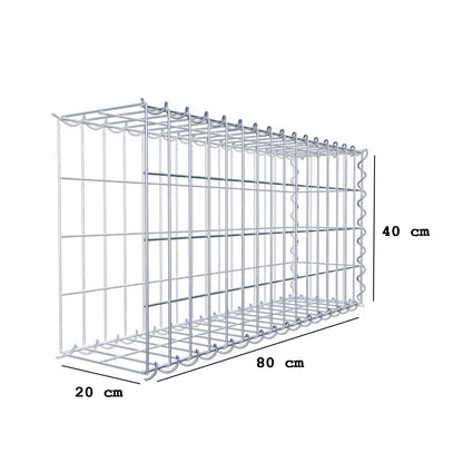 Gabion rapporté type 2 80 cm x 40 cm x 20 cm (L x H x P), mailles 5 cm x 10 cm, spirale