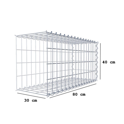Gabion rapporté type 2 80 cm x 40 cm x 30 cm (L x H x P), mailles 5 cm x 10 cm, spirale